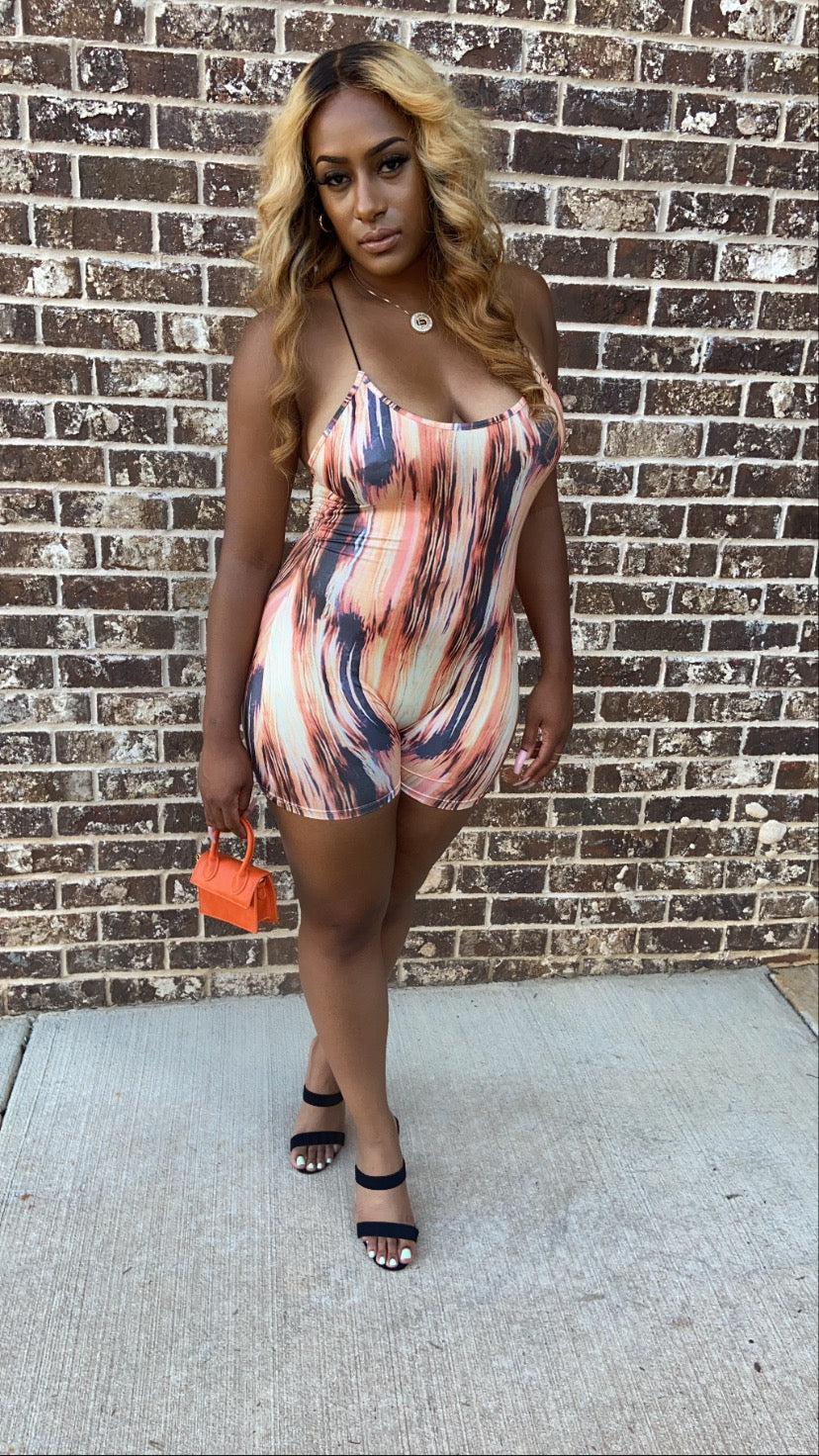 Tidal Wave Romper - Orange